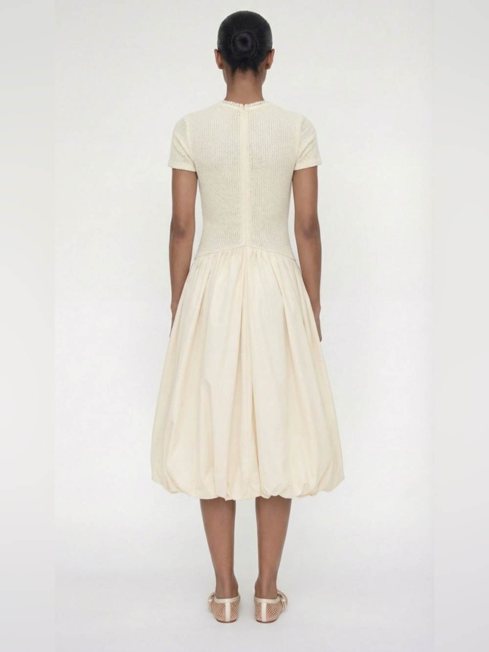Elexiay Keysi cream bubble hem midi dress - Picture 3 of 12